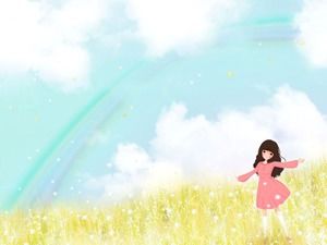 Beautiful mood character cartoon PPT background picture