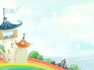 Castle big tree cartoon PPT background picture