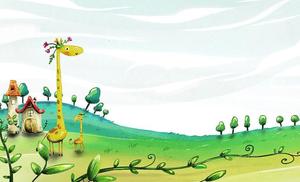 A set of cartoon giraffe whale castle PPT background pictures
