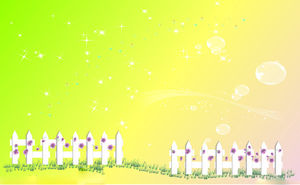 Yellow green background starlight star grass fence PPT background picture