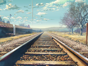 Beautiful railway background ppt background picture
