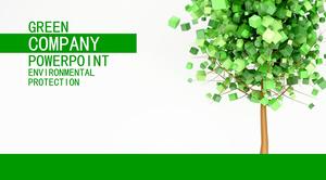 Green and green PPT template with simple green three-dimensional trees background