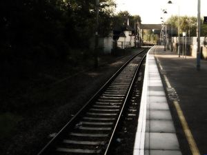 Retro style railroad track slide background picture