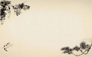 Chiński styl klasyczny pokaz slajdów obraz tuszem malowanie starożytnej sosny latający dźwig wodospad tło