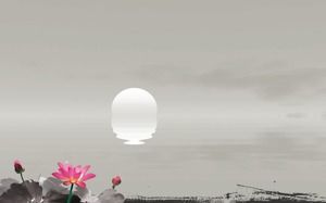 Dynamiczne życie morskie jasny księżyc klasyczny obraz tła PPT w chińskim stylu