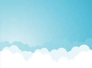 エレガントな青い背景に青い空と白い雲の漫画のPPT背景画像