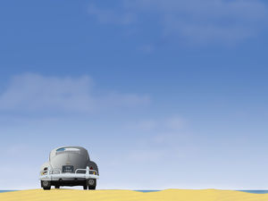 Imagen de fondo de diapositiva de coche escarabajo de dibujos animados