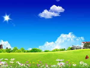 Grassland villa natural landscape slide background picture