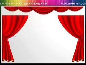 Two sets of red curtain PPT material