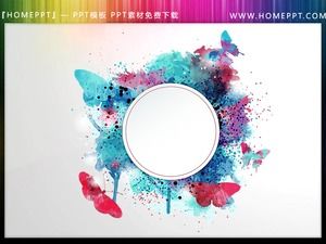 Seven watercolor wreath PPT material