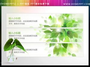 5 PPT text box materials decorated with fresh green leaves