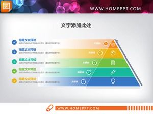 Graphique de relation hiérarchique PPT en forme de pyramide délicate colorée