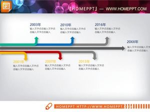 Color diffusion arrow style PPT timeline