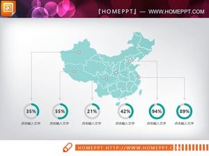Mapa verde da China PPT chart
