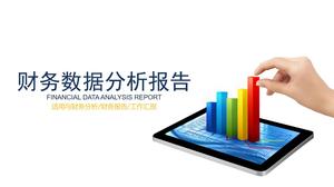 Tablet computer histogram background financial data analysis report PPT template