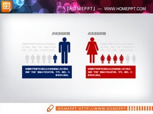 2つの男性と女性のデータ比較PPTチャート
