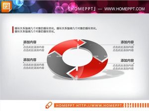Red and black 3D three-dimensional circular relationship PPT chart