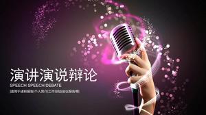 Mikrofon Hintergrund Rede Rede Debatte PPT Vorlage
