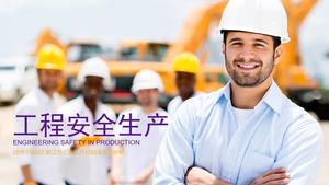 Plantilla PPT de producción de seguridad de ingeniería de fondo de trabajador