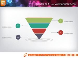 Çok renkli ters piramit hiyerarşi ilişkisi PPT grafiği