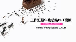 Plantilla PPT de informe de trabajo de fondo de colaboración de equipo de hormigas