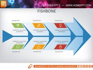 Blue arrow PPT fishbone diagram