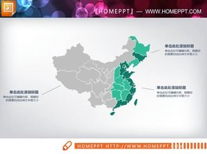 Carte PPT de la Chine en couleurs gris et vert