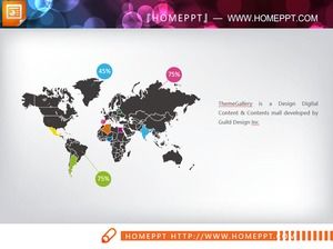 Czarny wykres mapy świata PPT