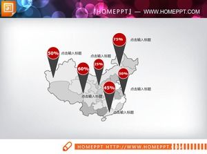 Grafik PPT abu-abu datar China peta