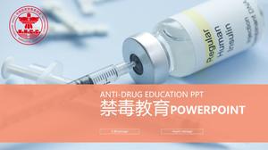 "Tinggal jauh dari narkoba, hargai hidup" template PPT pendidikan anti-narkoba