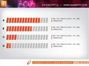 Tres gráficos de barras PPT llenos de cuadrícula