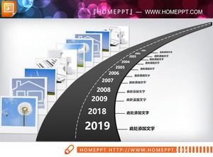 اثنين من مواد الجدول الزمني PPT مع تأثيرات بعيدة وقريبة