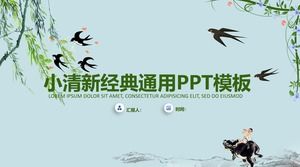Swallow willow leaf spring theme small fresh classic universal ppt template