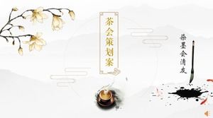 Atmosferă elegantă și simplă, stil chinezesc, petrecere de ceai, șablon de ppt
