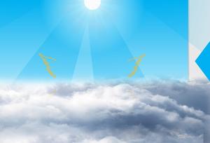 현실적인 태양이 흠뻑 젖은 구름 특수 효과 PPT 애니메이션