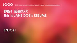 Red hazy IOS style personal resume PPT template