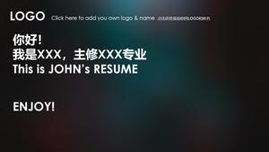 Templat ppt resume pribadi gaya IOS dengan latar belakang gelap