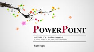 Descarga de animación PPT flor de ciruelo de tinta floreciente