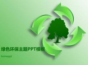 Modèle PPT de protection de l'environnement vert de fond de silhouette d'arbre