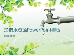 Cherish water resources and green environmental protection PowerPoint template download