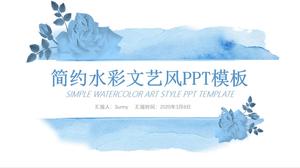 Simple watercolor literary style work report ppt template
