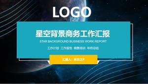 Beautiful starry sky background flat business blue work summary plan ppt template