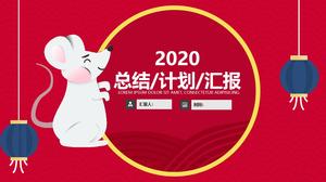 Xiangyun desen arka plan sevimli sıçan bahar festivali tema ppt şablonunun küçük fare yılı gülümseyen