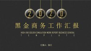 Plantilla ppt de resumen de informe empresarial de oro negro de alta gama con textura de vidrio translúcido