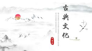 Klasik kültür basit ve zarif mürekkep Çin tarzı tema ppt şablonu