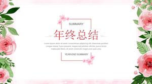 Plant vine leaves flower literary style year-end summary ppt template