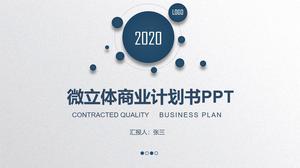 Modelo de ppt plano de negócios tridimensional micro estável azul completo