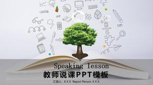 Simple flat small fresh green teacher talk about lesson ppt template
