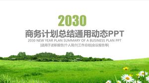 Flat simple spring green small fresh business plan summary ppt template