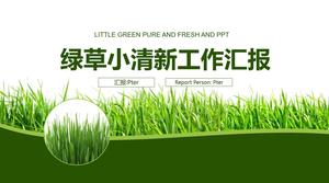 Yeşil çim küçük taze düz çalışma özet planı ppt şablonu